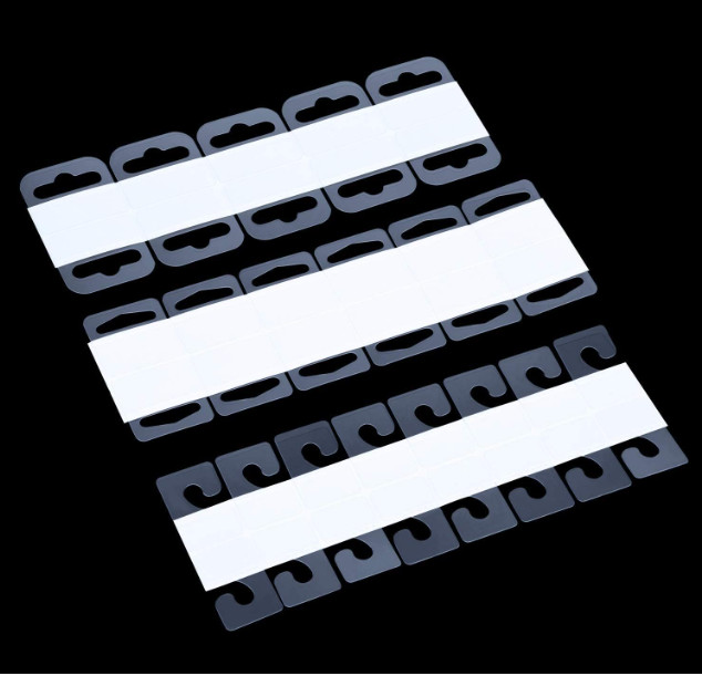 SnowTing 120Pcs Self Adhesive Plastic Hang Clear Tabs Hooks Display Card for Sto