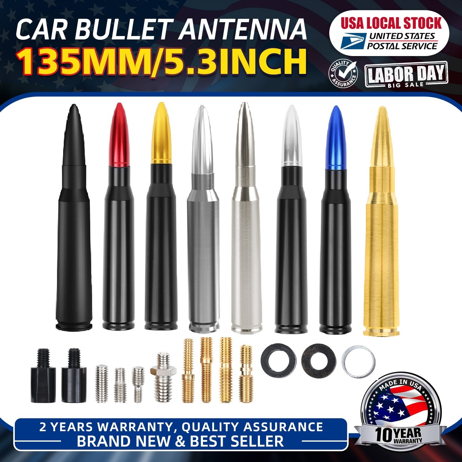 5.3" Bullet Antenna 50 Caliber Universal Brand New For GMC Jeep Ford Chevrolet