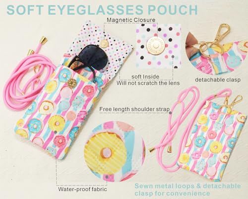 Soft Glasses Case Double Eyeglasses Case for Women with Adjustable Grey
