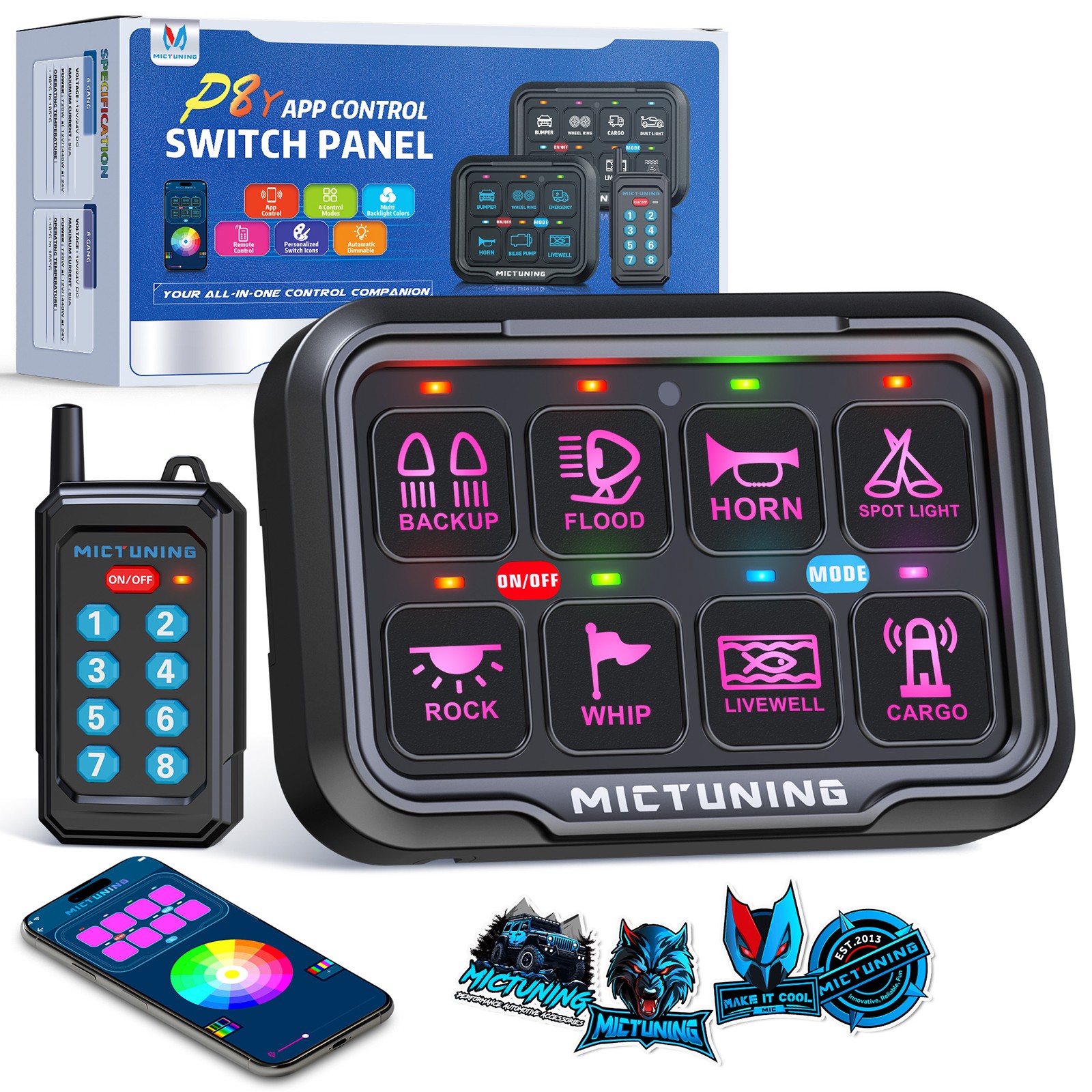 6/8 Gang APP Remote Control Switch Panel Box W/Relay System for Car Boat Vehicle