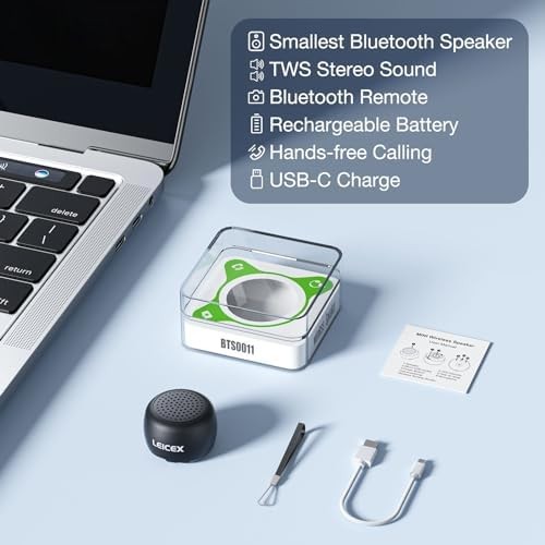 LEICEX Mini Bluetooth Speaker, Small Tiny Portable Bluetooth 5.0 Speakers Perfec