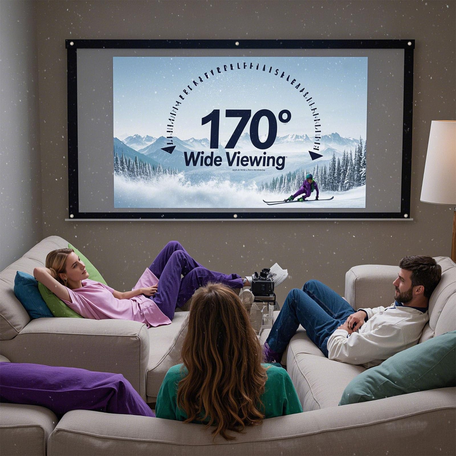 72 Inch Foldable Projector Screen for Wall, Hanging Portable Projector Screen...