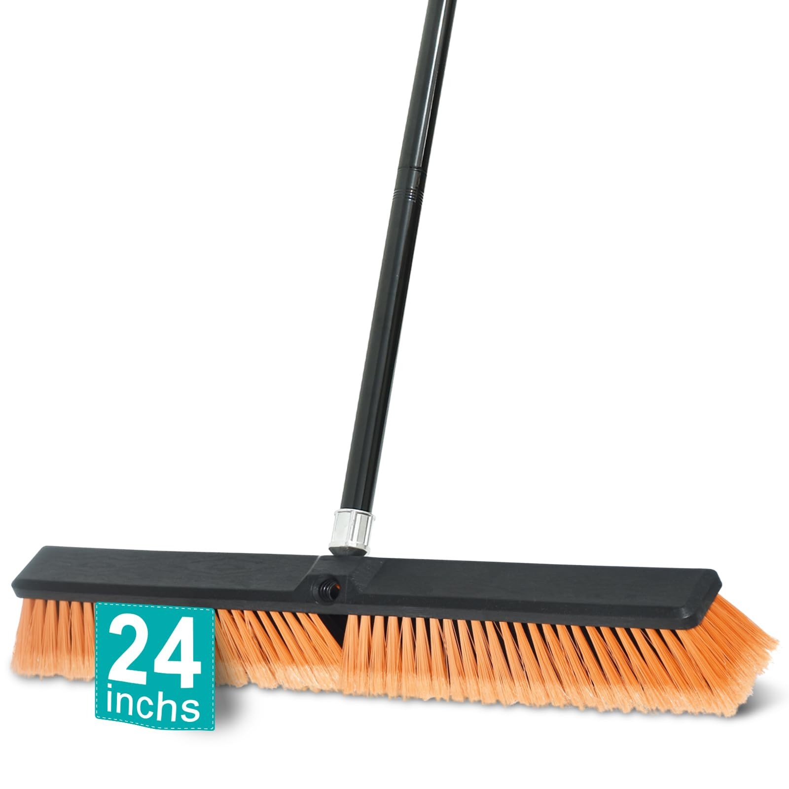 24 Inchs Push Broom Outdoor Heavy Duty, Shop Broom with 60" Long Handle for C...
