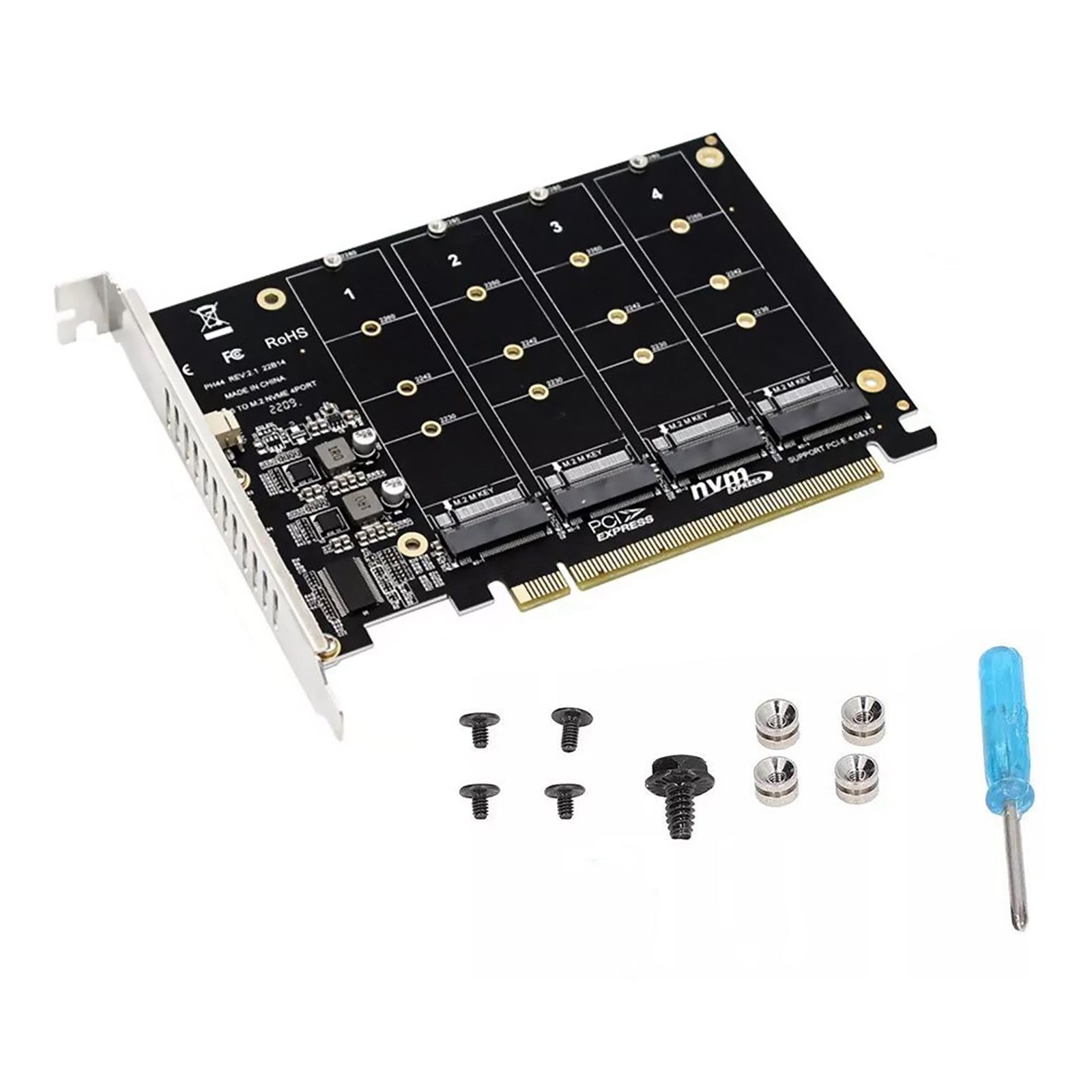 M.2 NVME SSD To PCIE X16 Adapter 4 Port NVMe To PCI-e Host Expansion Card