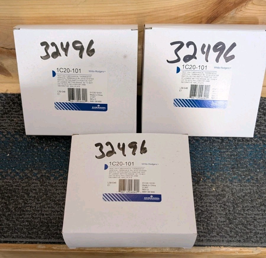 Lot of (3) New Emerson # 1C20-101 White Rodgers Wall Thermostats Heat Only