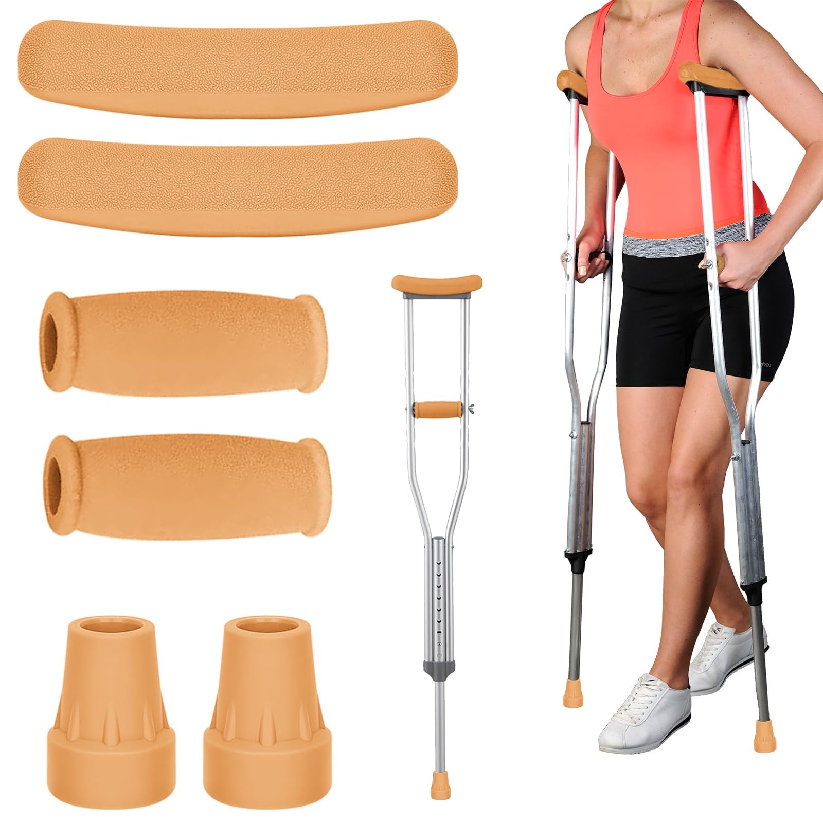 Replacement Crutch Pads, 6 Pcs Crutch Accessory Replacement Crutch Parts