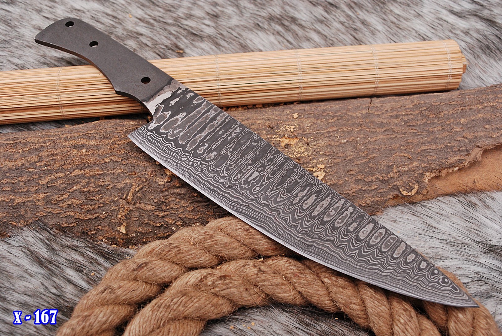 Damascus steel chef knife blank