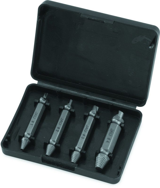 BikeMaster 4-Piece Screw Extractor Set for Stripped Screws and Fasteners