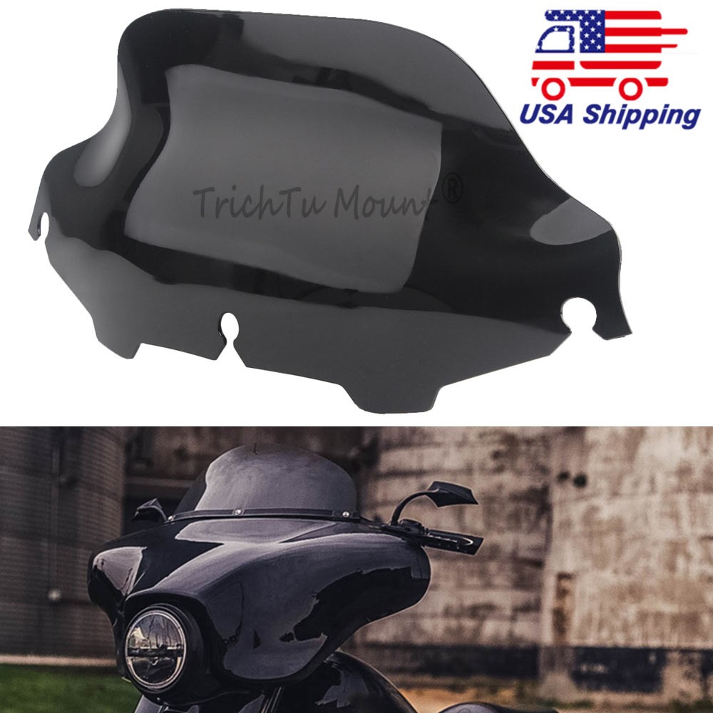 Black 8" Wave Windshield Windscreen For Harley Touring Electra Glide 1996–2013