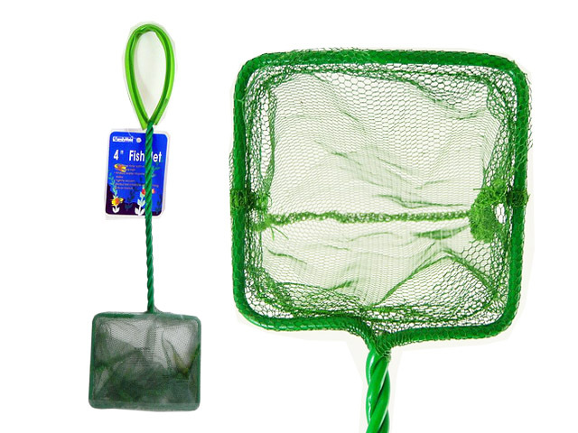 Fish Net 4" or 9" Fine Green Aquarium Fish Tank Bowl Catch Net with Green Handle