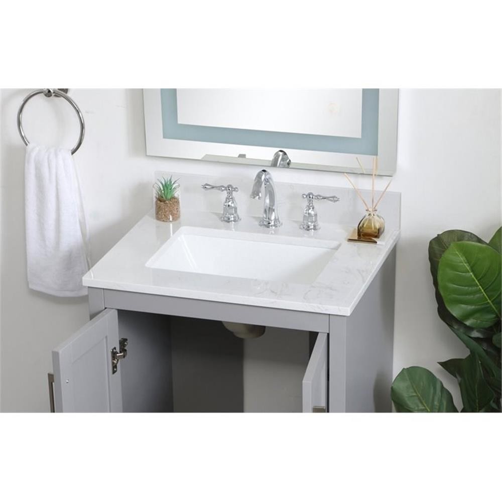 Pemberly Row 24" Traditional Quartz Backsplash in Calacatta White