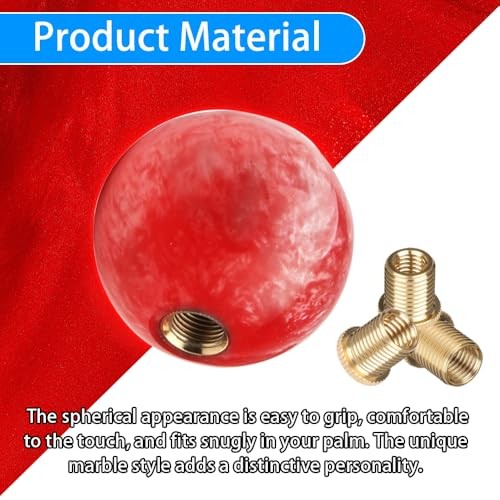 Round Ball Shift Knob Marble Style Universal Gear Shift Knob with 3 Red