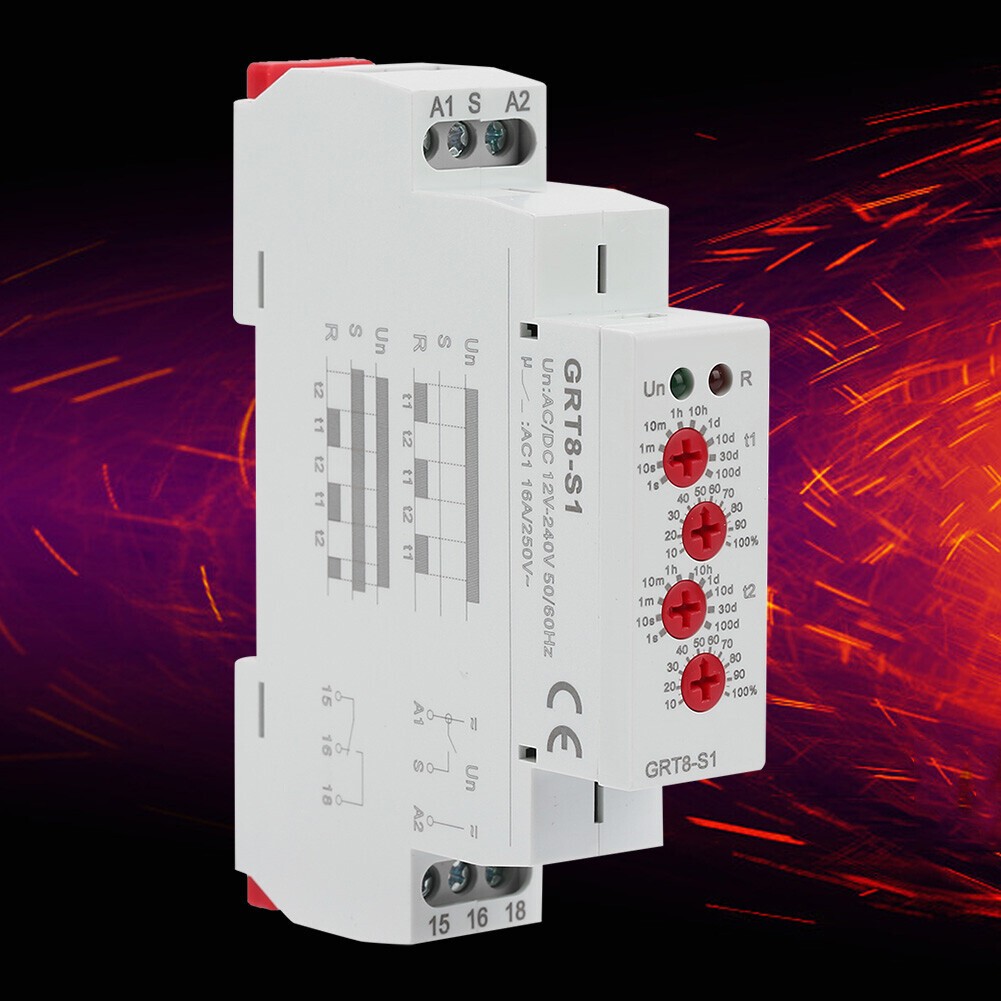 GRT8-S1 Mini Asymmetric Cycle Timer ON/OFF Repeat Cycle Time Relay AC/DC12-240V