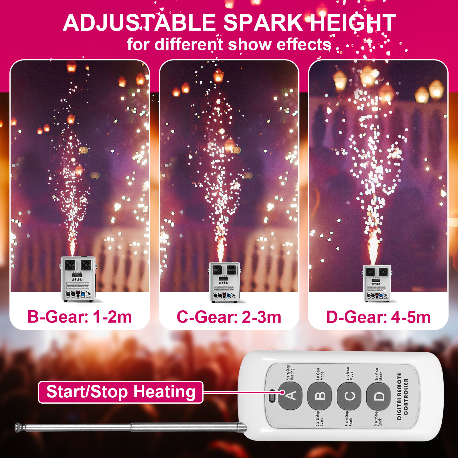 700W Cold Spark Machine DMX Firework Machine Stage Effect Wedding Club Remote US
