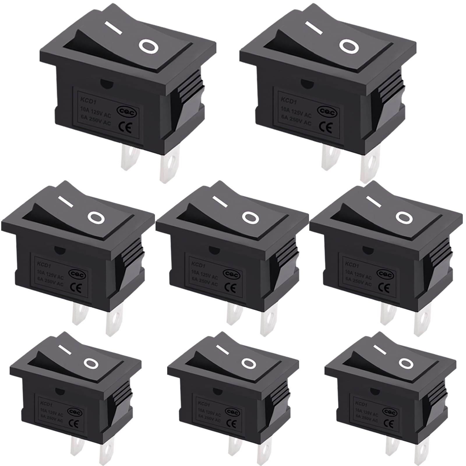 TWTADE 8Pcs 12V Rocker Switch On/Off 2 Pin 2 ON/Off - KCD1, KCD1-1-101-8PCS