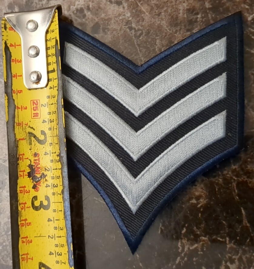 SGT CHEVRONS, LT BLUE/NAVY, 3" WIDEPATCH