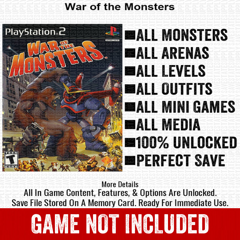 War of the Monsters 100% PS2 Memory Card All CHEATS ITEMS