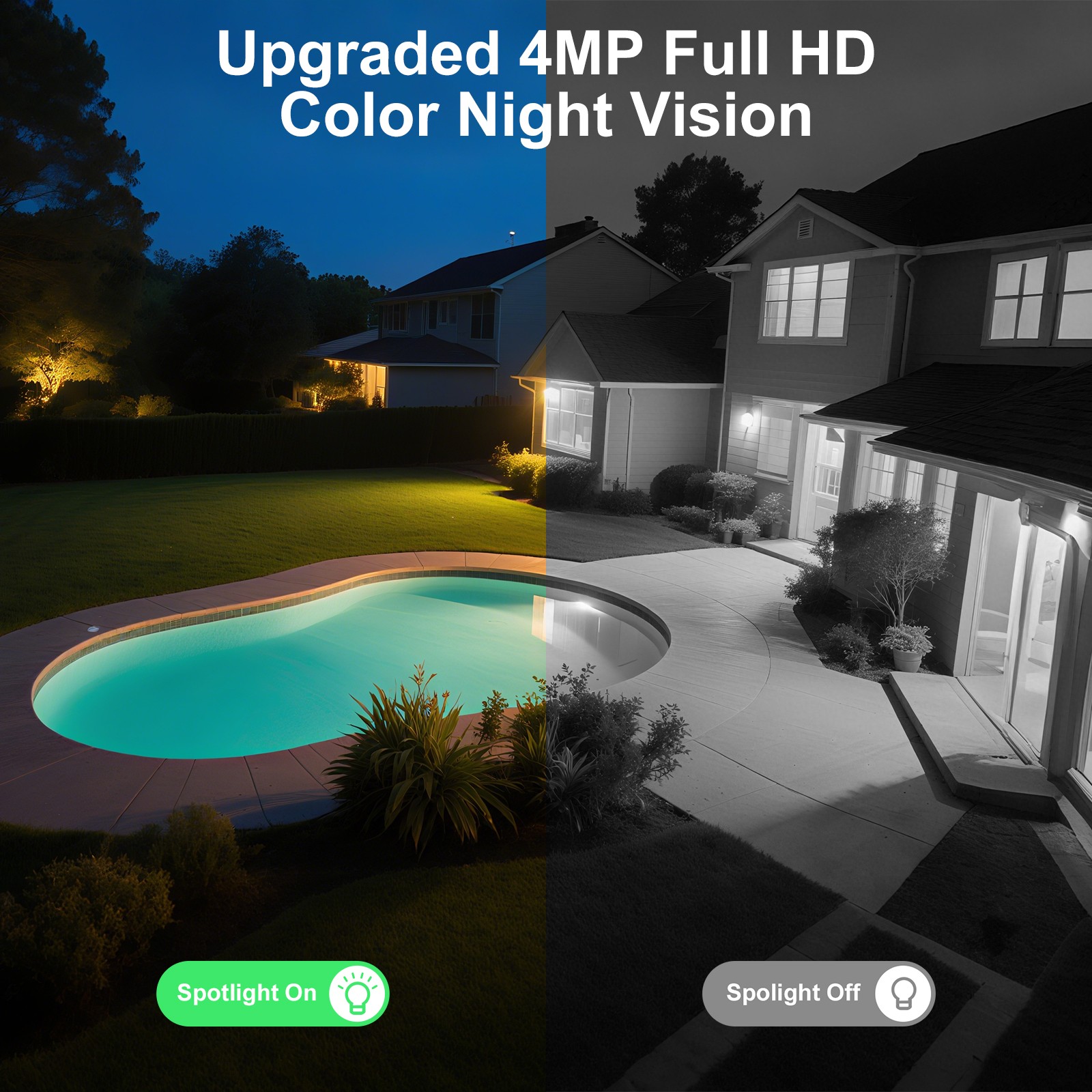 ARCCTV 2Pack 4MP WiFi6 Wireless Outdoor Security Camera Color Night +Solar Panel