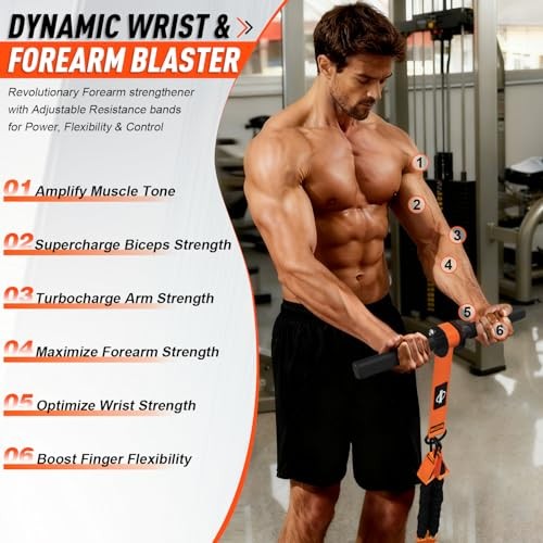 No Weights Needed Forearm Strengthener & Wrist Roller with Adjustable 1-Orange