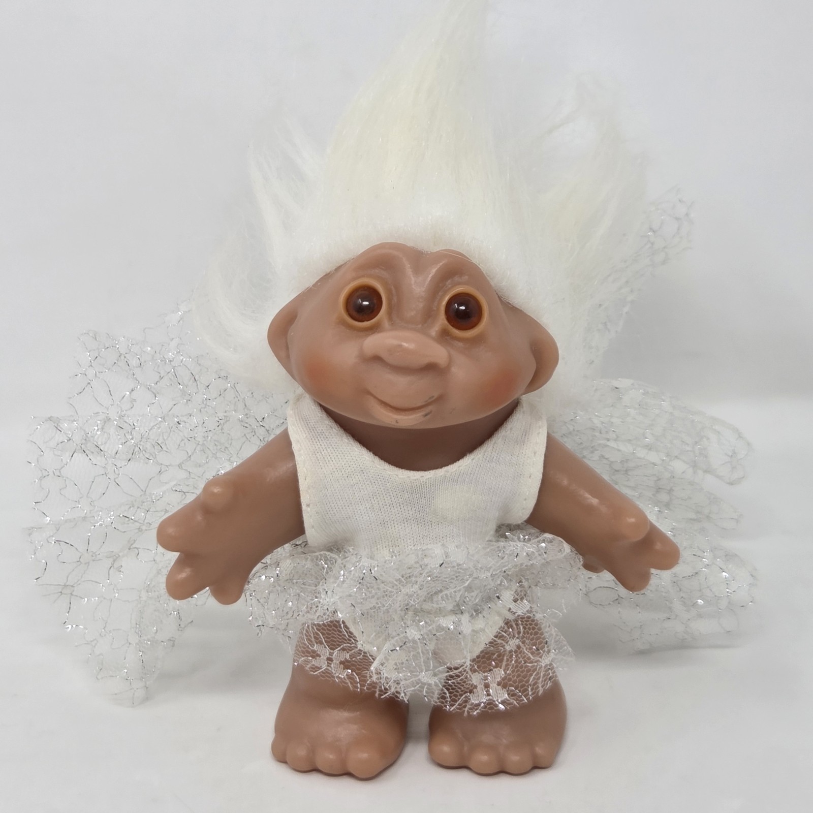 VINTANGE Norfin Troll Dam Doll Little Fairy White Hair 1986 Outfit 5 In