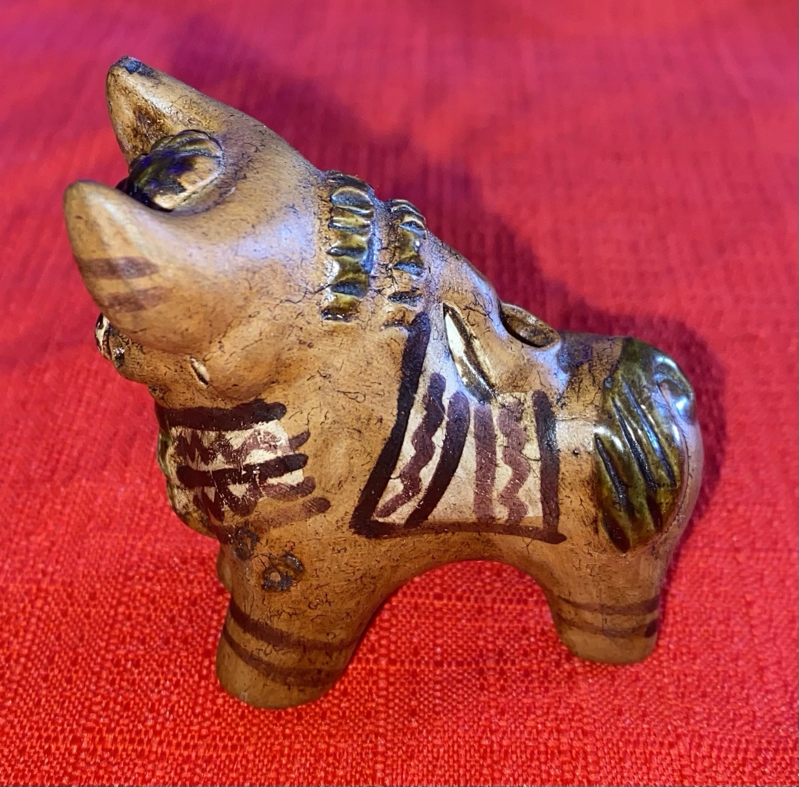 Traditional Peruvian Hand Painted Ceramic Torito de Pucara Bull 2" Folk Art