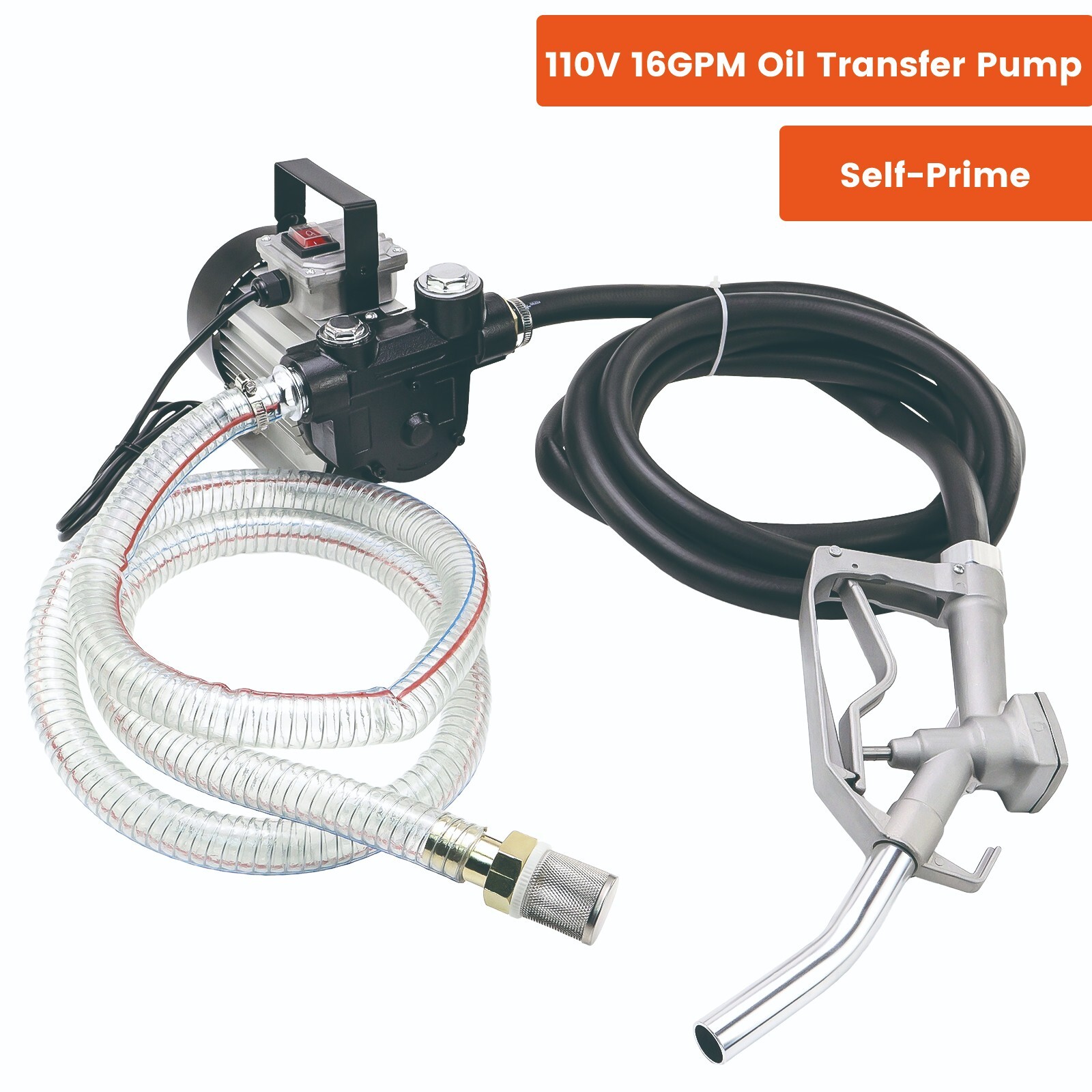 16GPM Self Prime 110V AC Oil Transfer Pump Fuel Diesel Kerosene Biodiesel Pumps