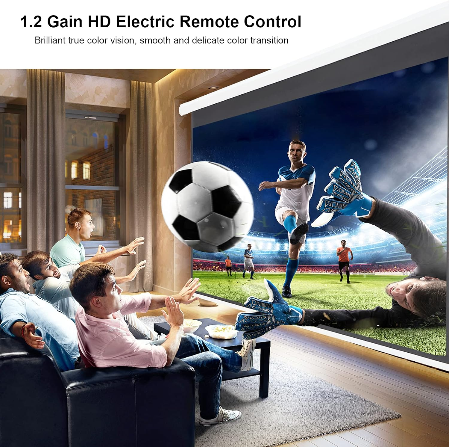 Motorized Projector Screen 84",16:9 4K HD Electric Projector Screen Wall Mounted