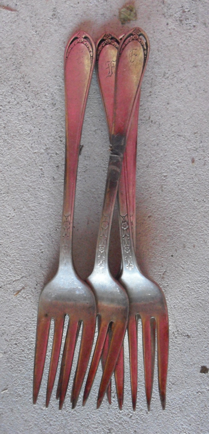Lot of 4 Vintage 1847 Rogers Bros IS Flatware Forks Same Pattern LOOK