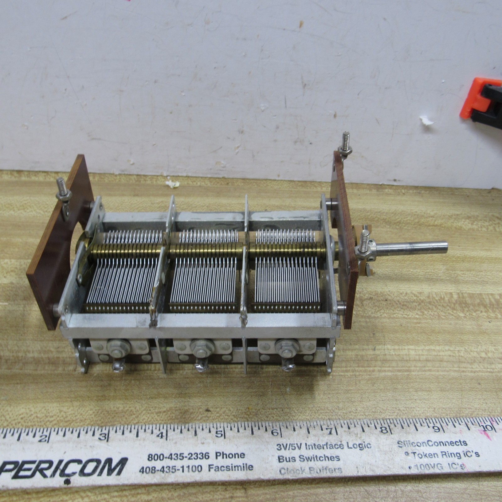 VARIABLE CAPACITOR  3 section 600 pF 18 to 630 pF per section 1/4 in shaft