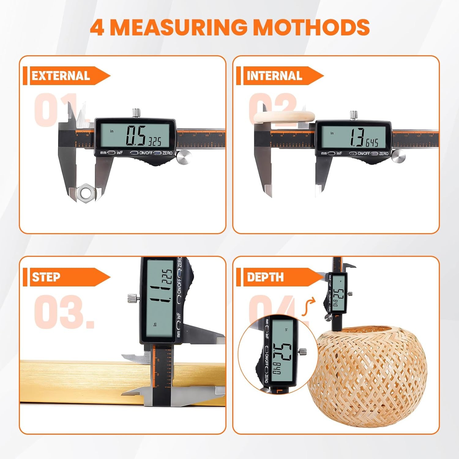 Digital Caliper, Rechargeable Calipers with Large LCD Screen,...