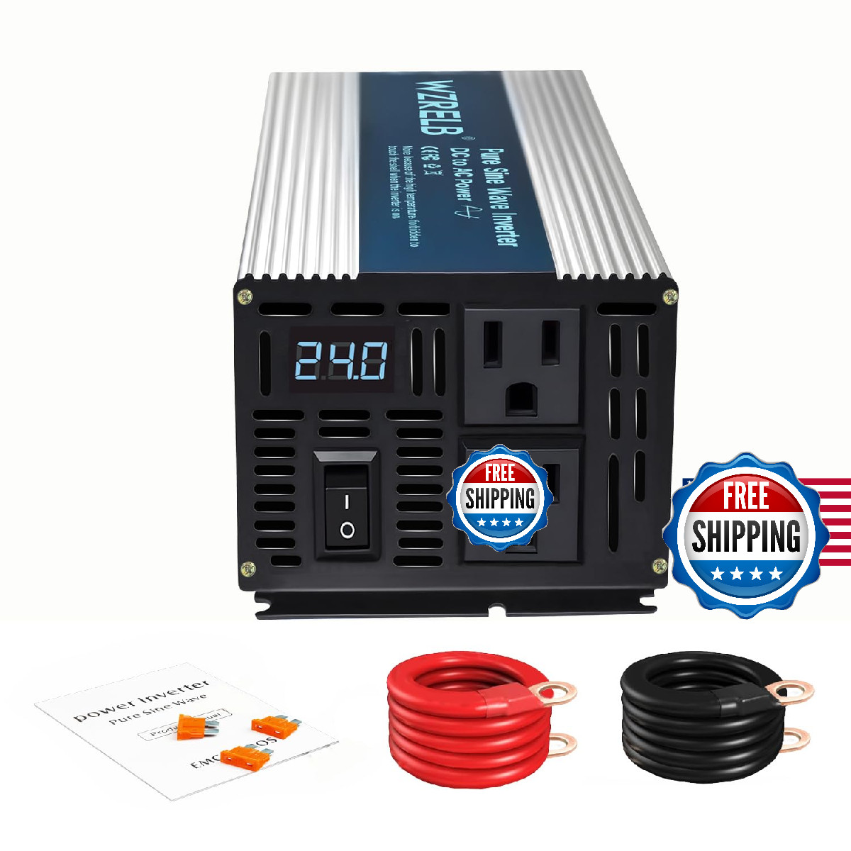Wzrelb 600W Pure Sine Wave Inverter 12V Dc To 110V 120V Ac Power Converter Led