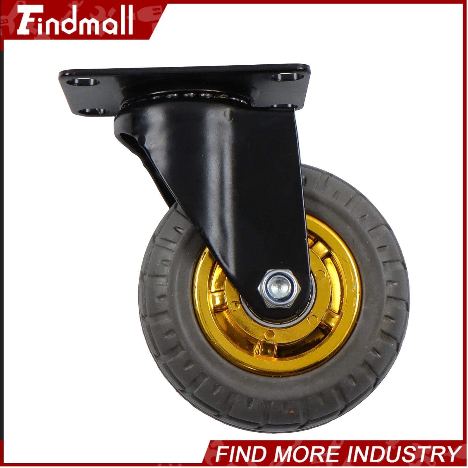 Findmall 4 Pack Universal Casters Rubber Non-Marking 4" Swivel Casters Wheels