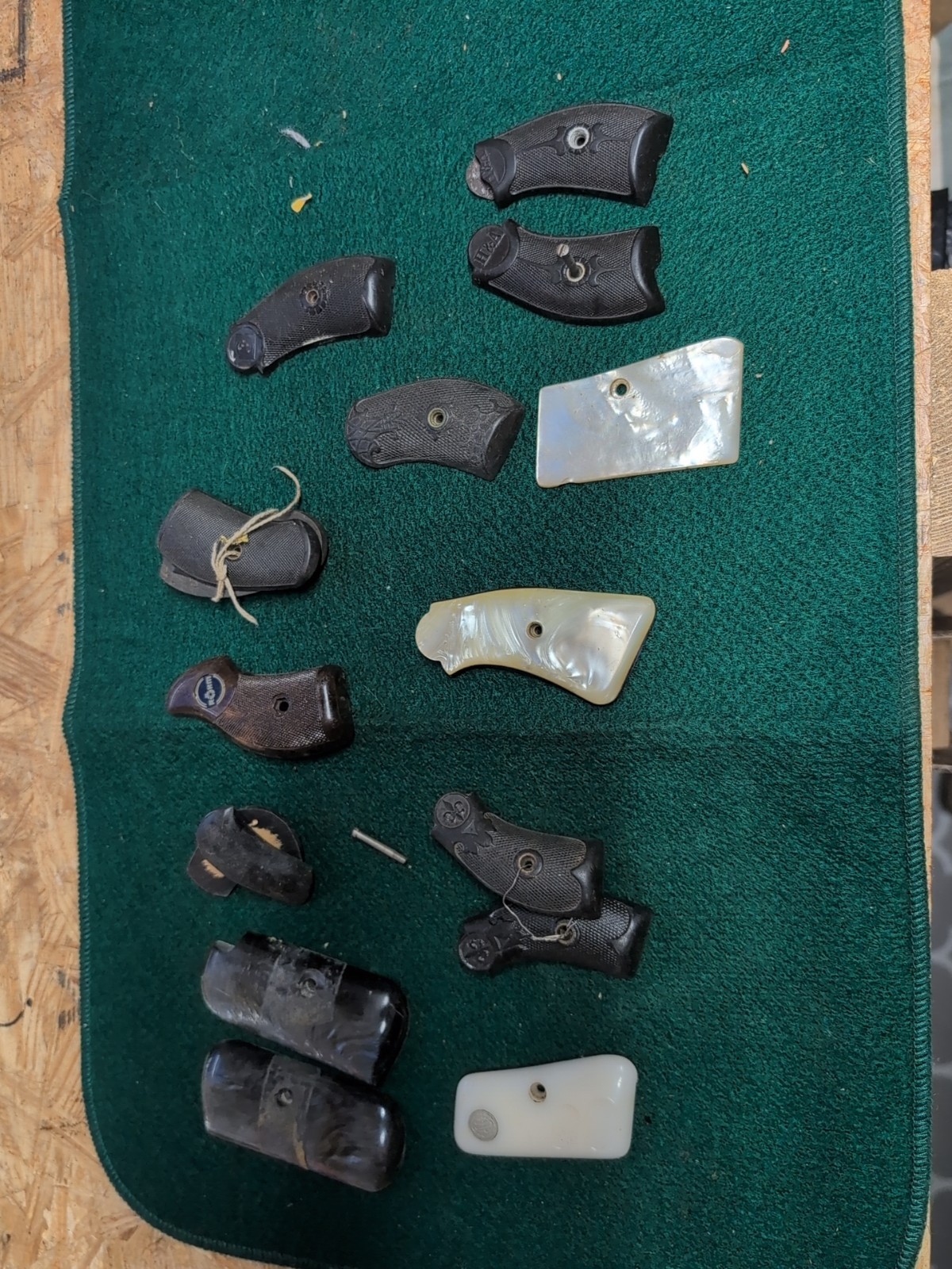 Antique Lot of Misc. Mismatched and Or Single Gun Grips Some Pairs See Photos