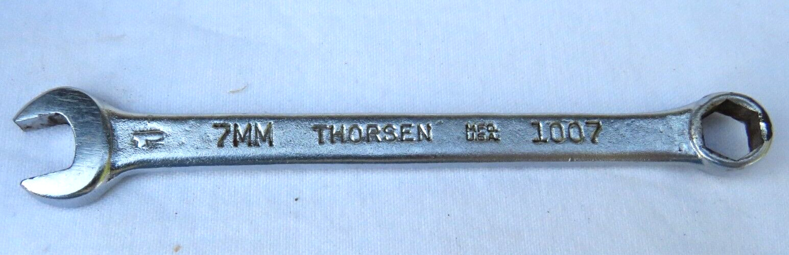 Vintage Thorsen Tools 1007-7mm Short Combination Wrench 12 Point USA Tool-3.75"