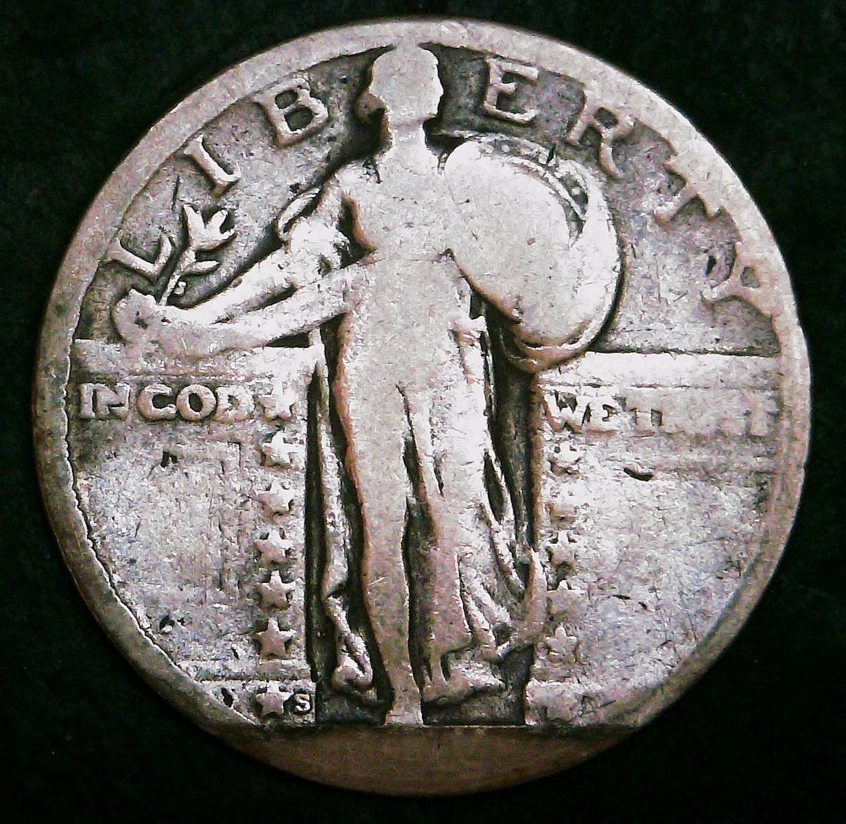 1924 S US Standing Liberty Quarter 90% Silver - Restored Date - Free Shipping!