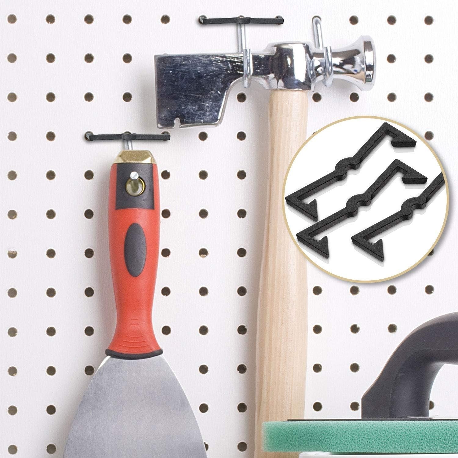 Lightweight Pegboard Clip Locks - 50 Black Plastic Retainers for DIY Projects