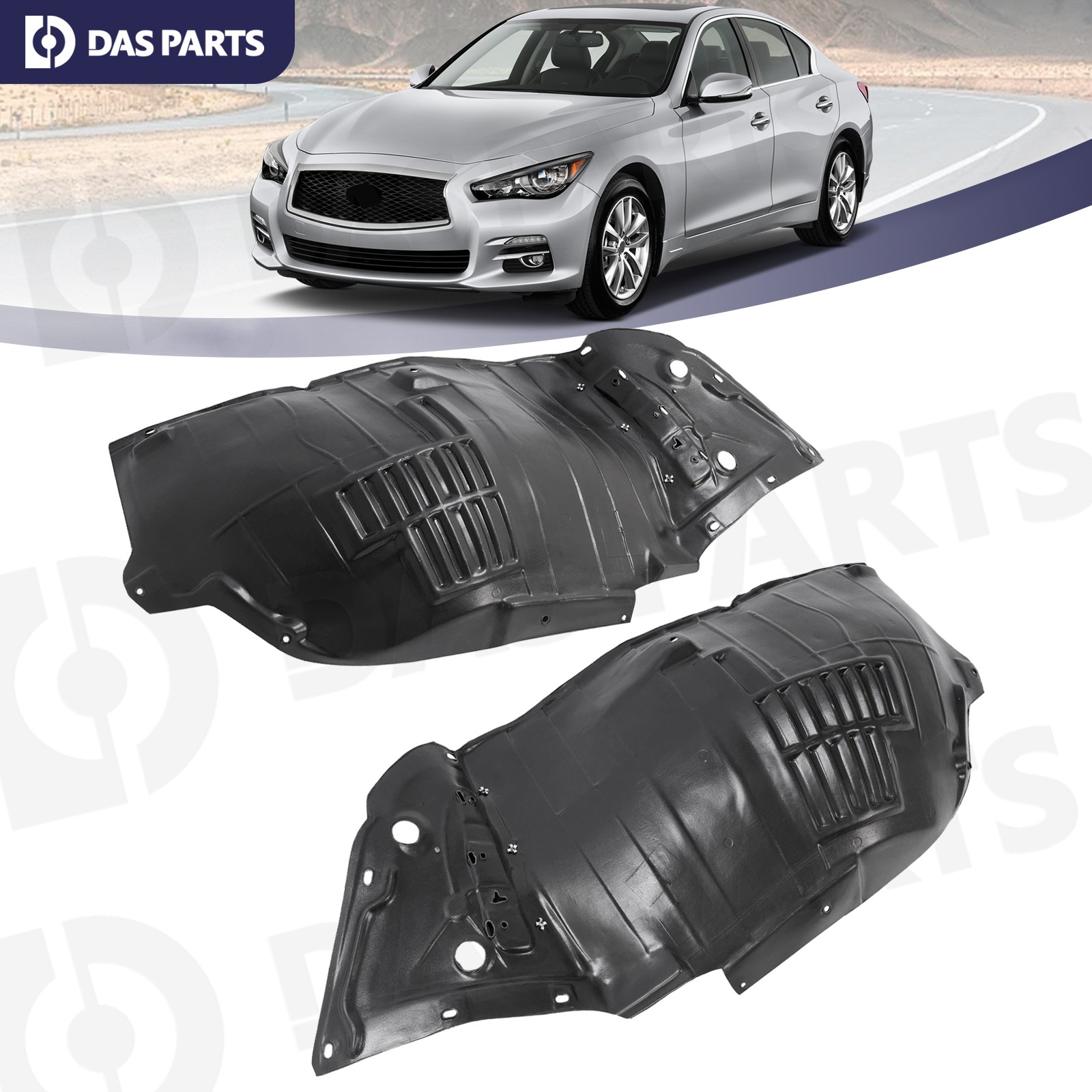 Pair Fender Liners For 14-23 INFINITI Q50 Front Driver Passenger Side Left Right