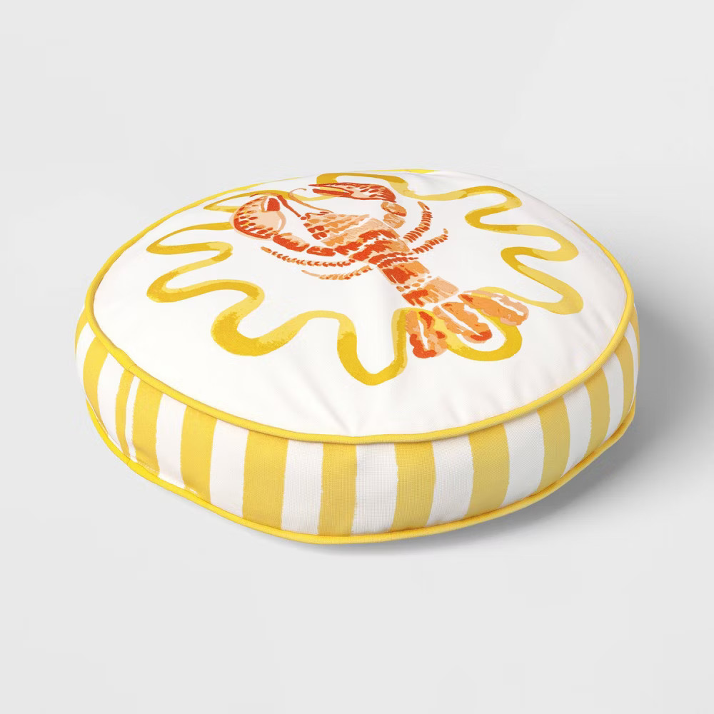 16" Lobster Round Outdoor Throw Pillow Yellow - Threshold