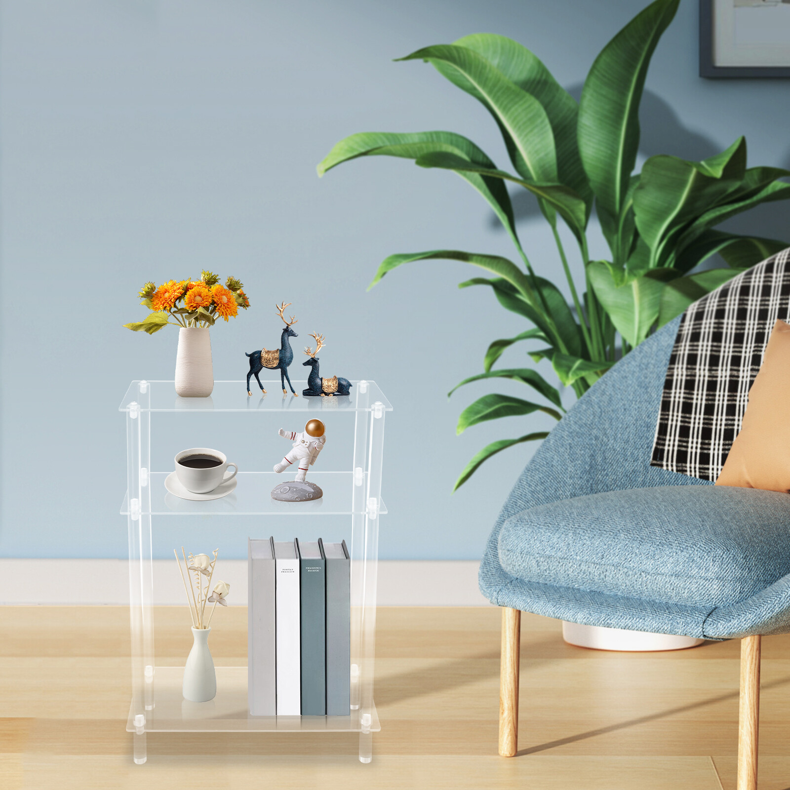 3 Tiers Acrylic Printer Stand Tabletop Nightstand/Bedside End Table Bedroom New