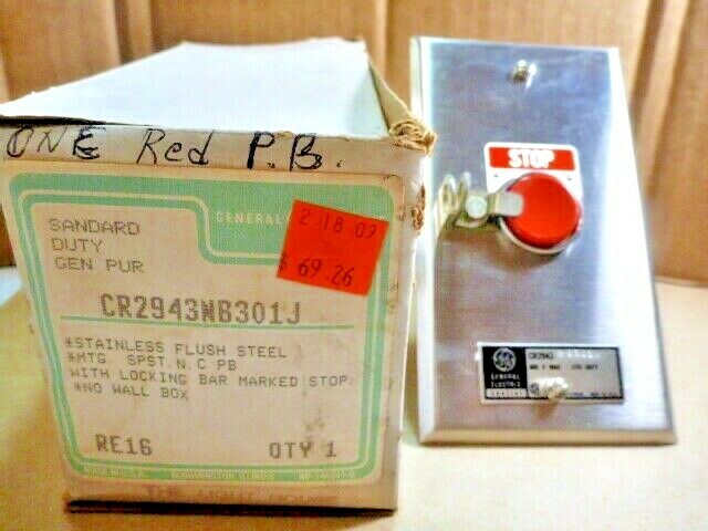 CR2943NB301J GENERAL ELECTRIC RED STOP PUSH BUTTON MOTOR CONTROL STATION NIB