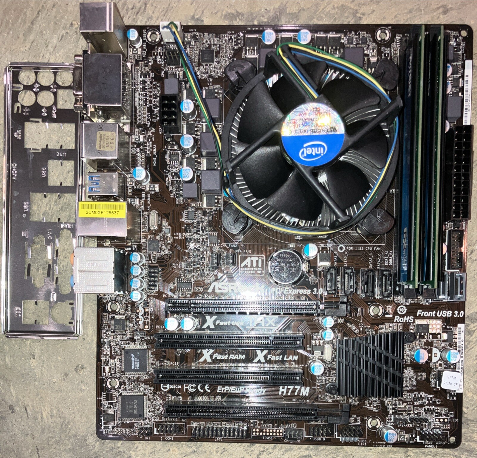ASRock H77M LGA1155 MicroATX Motherboard With i5-3320 16GB RAM And I/O Shield