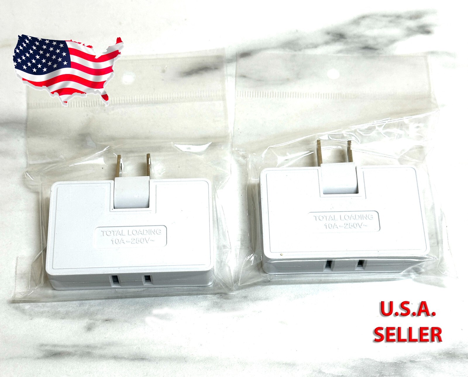 3 Pack 3-Way Flat Wall Plug Adapter AC Outlet. Polarized. 180 degree Foldable.