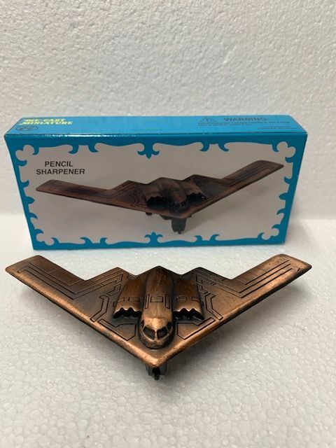 STEALTH PLANE BRONZE DIE CAST METAL COLLECTIBLE PENCIL SHARPENER NEW / BOX