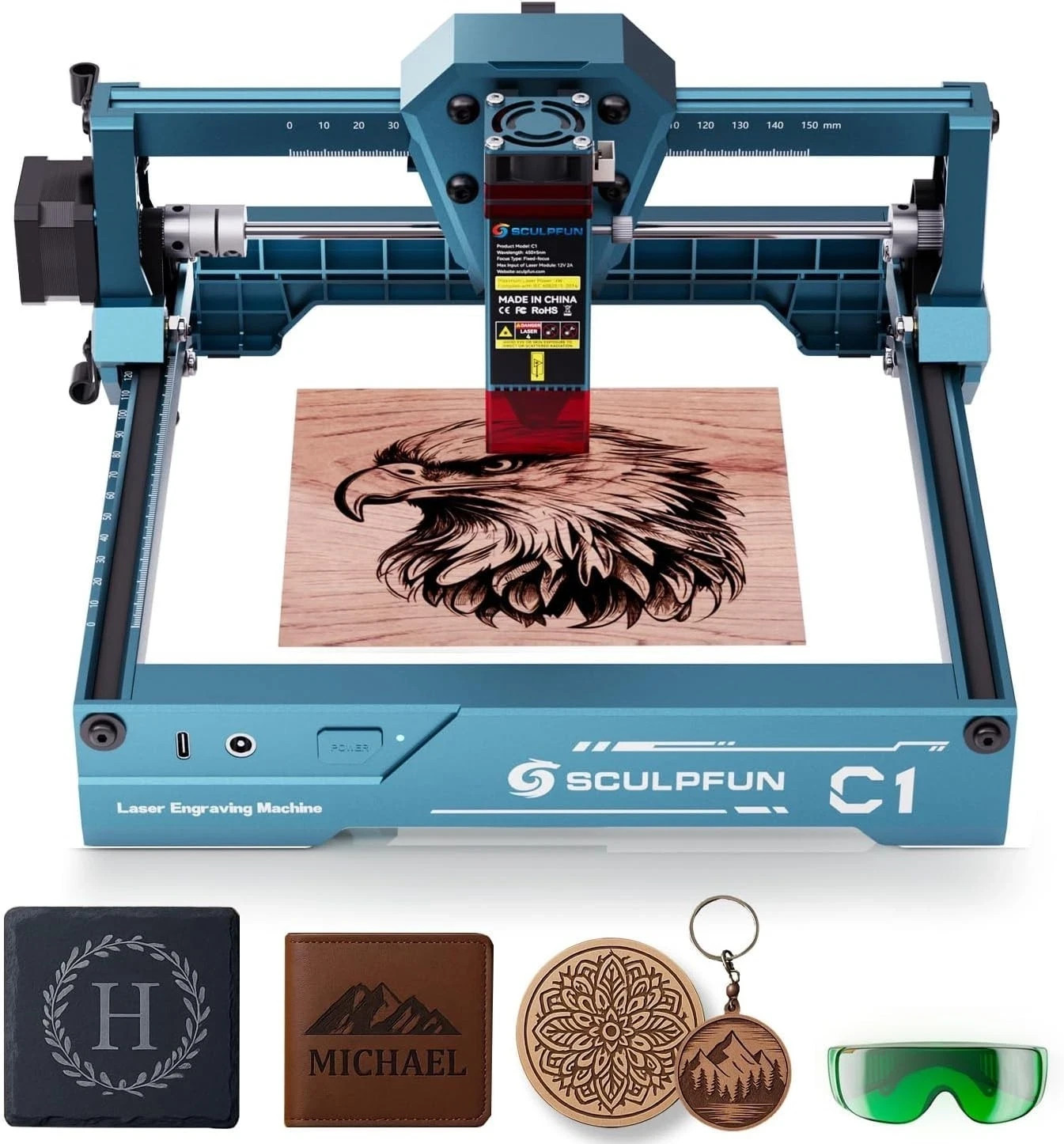 SCULPFUN C1 Laser Engraver 3W Portable CNC Engraving Machine for Wood Leather