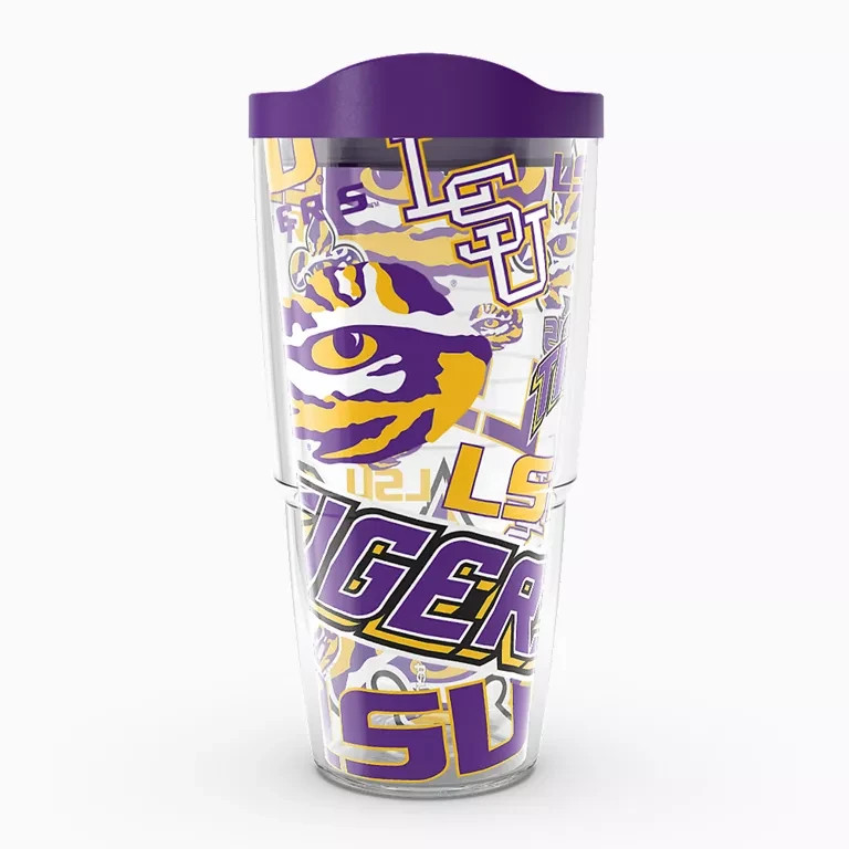 LSU Tigers - All Over 24oz Classic Tumbler With Travel Lid