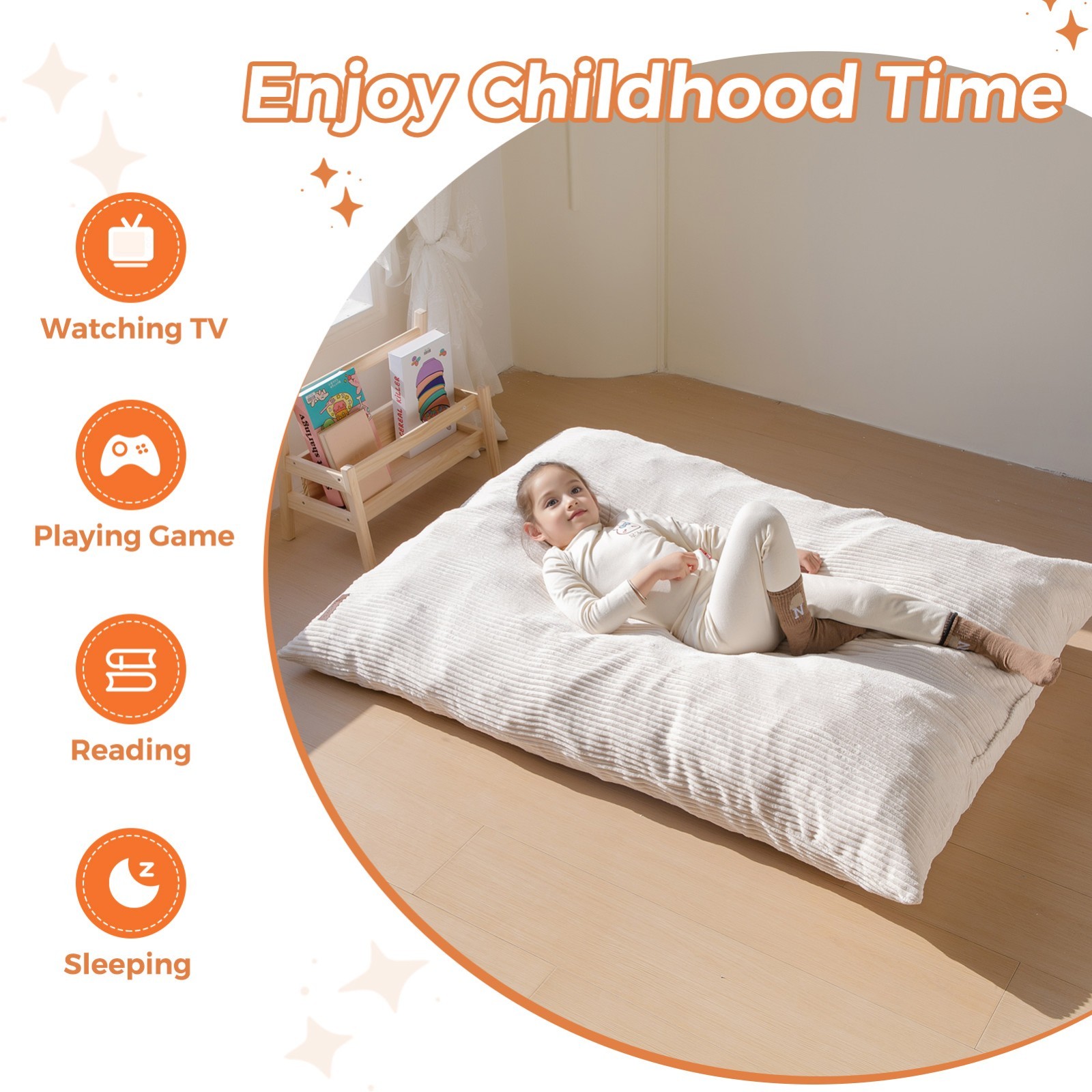 MAXYOYO 3-in-1 Kids Bean Bag Bed,Convertible Kids Bean Bag Chair Floor Lounger