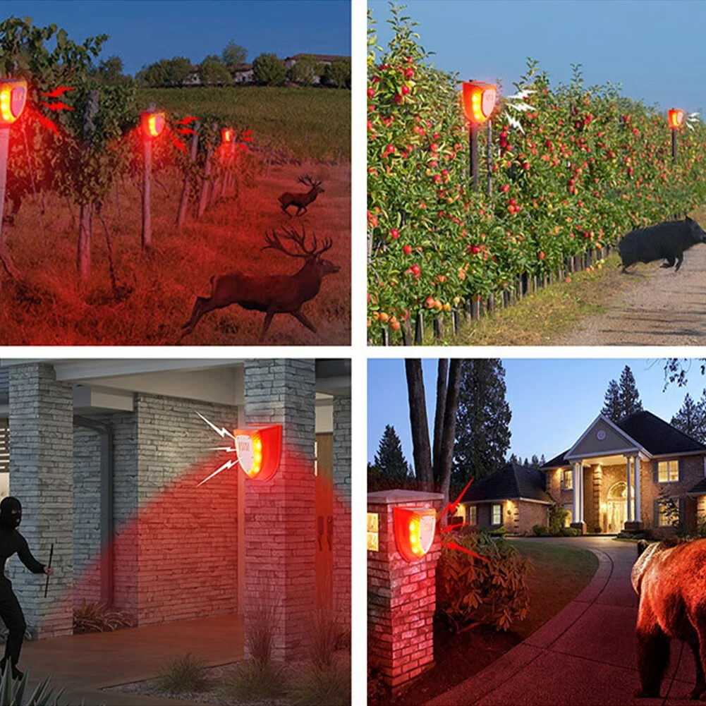 4Pack Solar Alarm LED Light Strobe Wireless Motion Sensor Detector Warning Lamp
