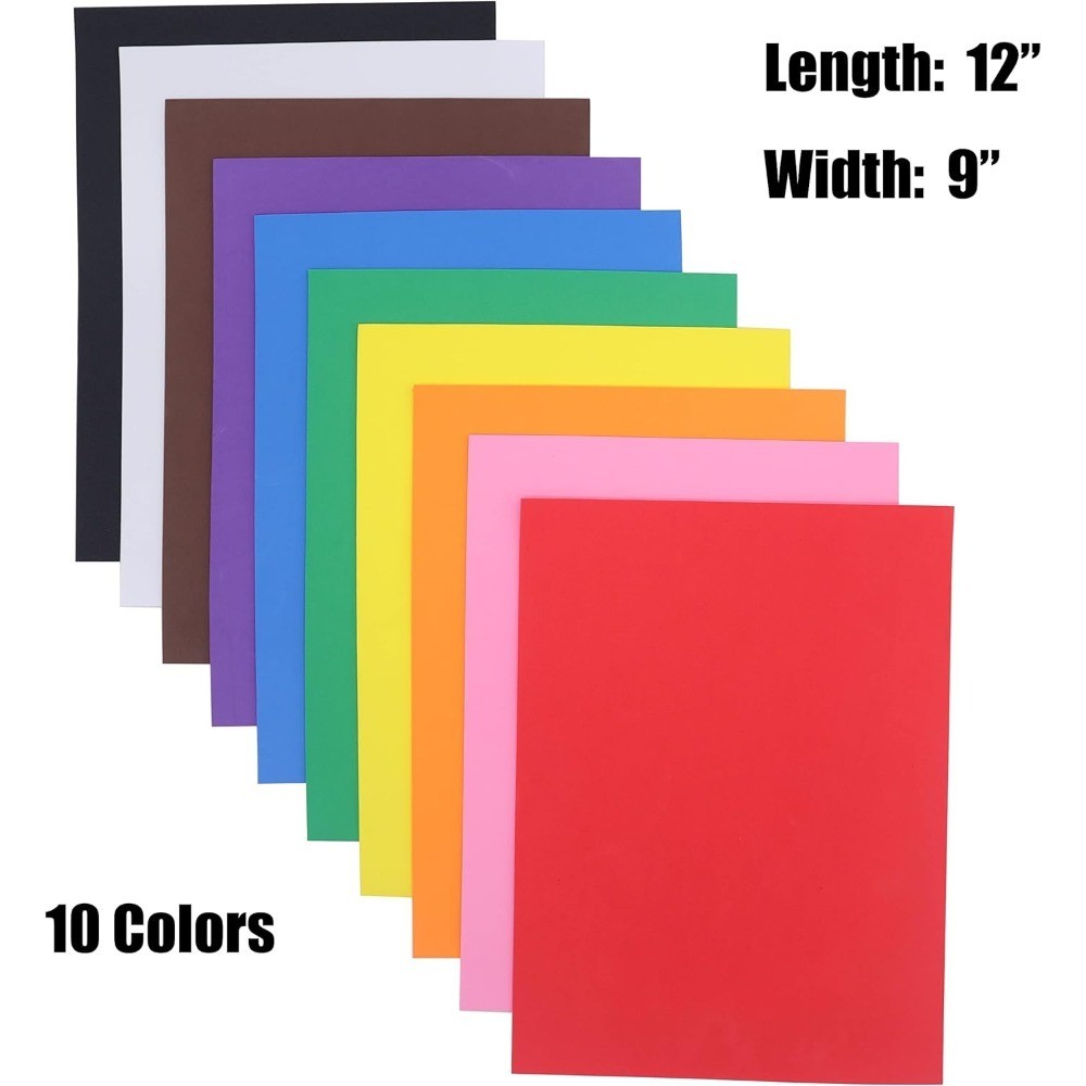 10 Pack 9x12 Inch 2mm EVA Foam Sheets for Crafts, DIY Art Projects, Handmade