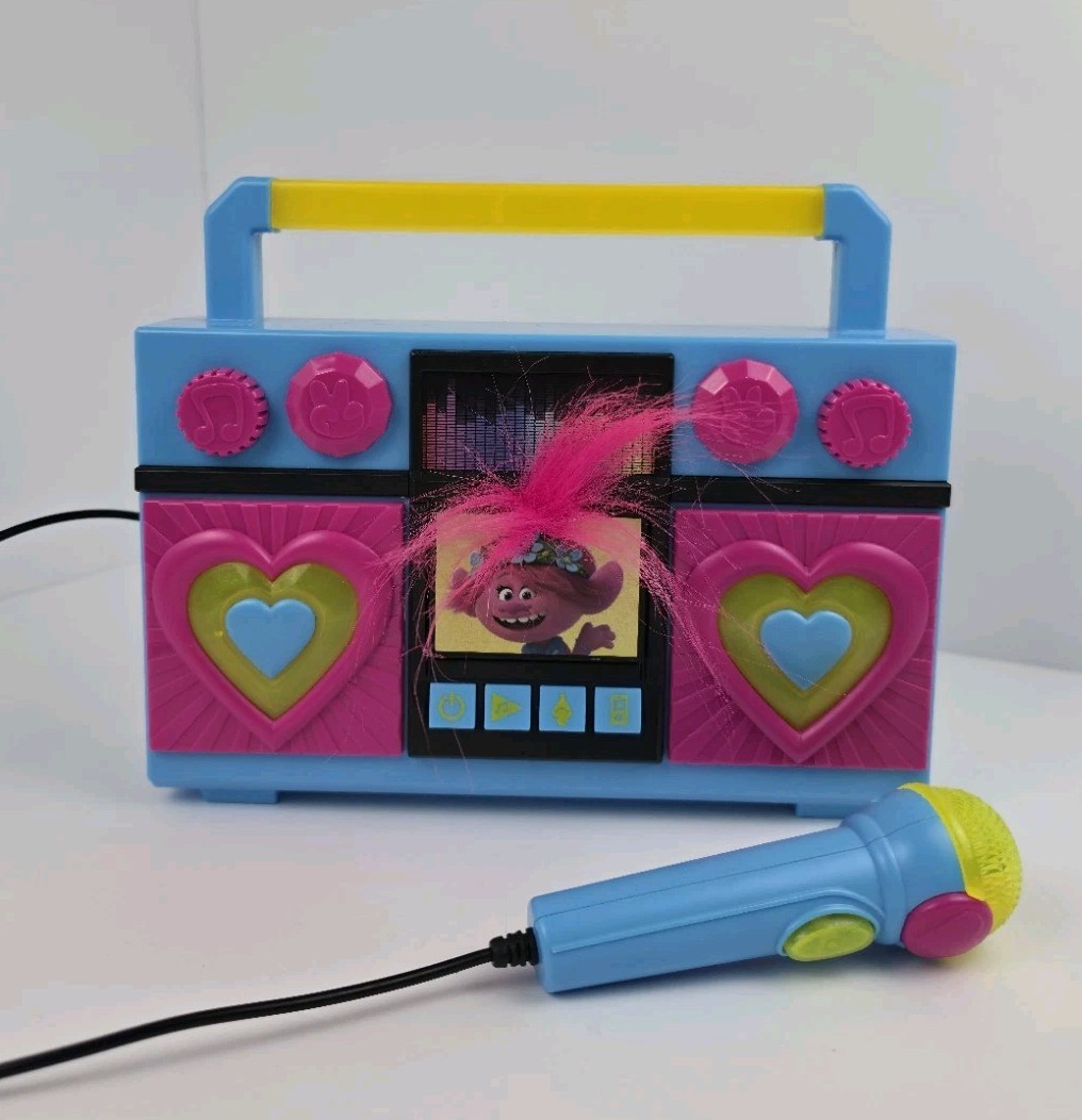 Trolls World Tour Karaoke Boombox w/ Mic Lights Sound TR-115 Kids Toy Tested