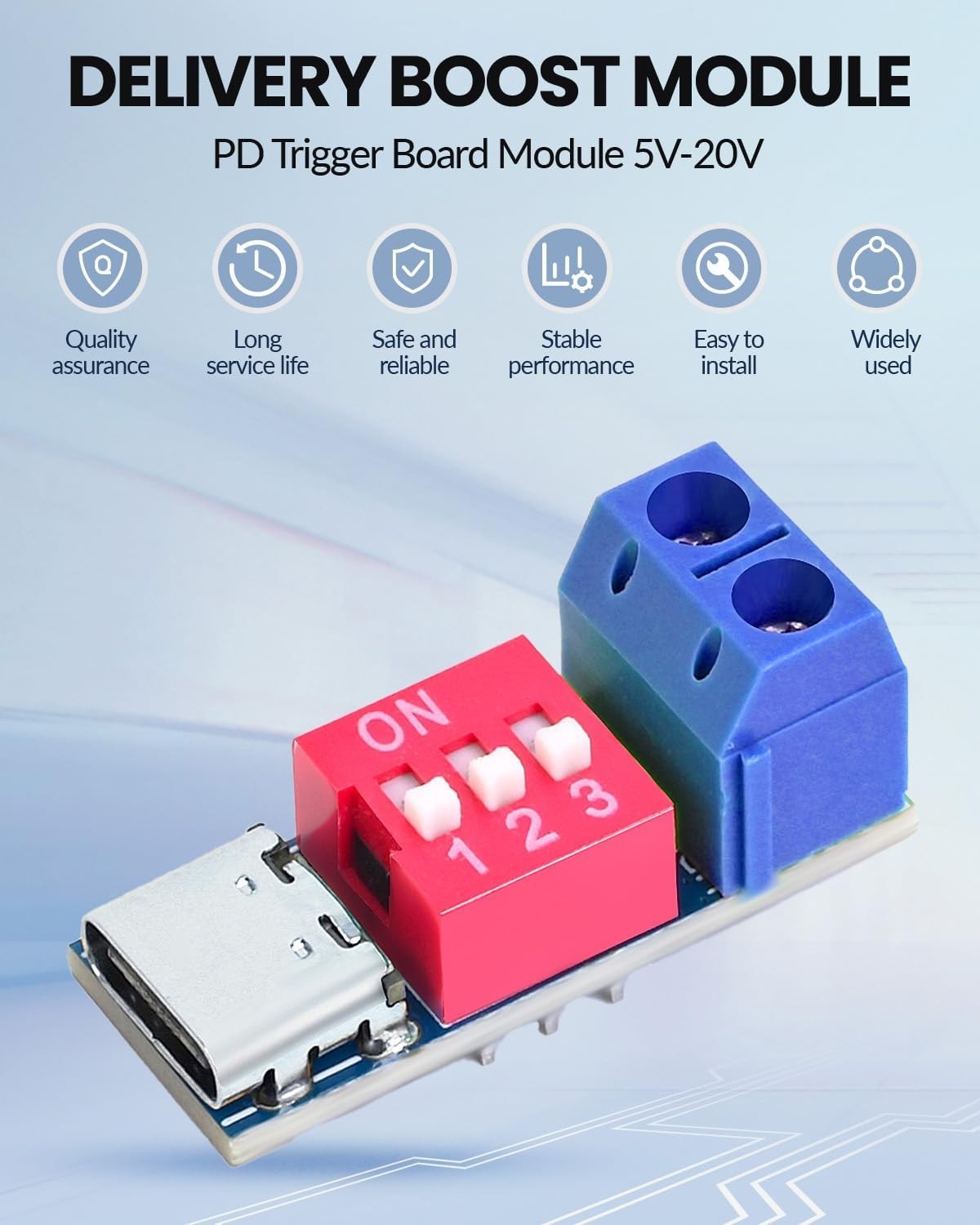 Versatile USB-C PD Trigger Board - Adjustable Voltage Fast Charge Module 2PCS